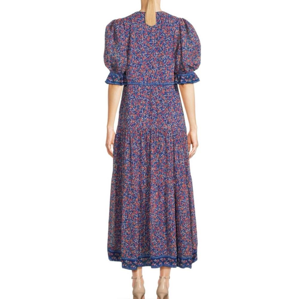 saylor lyna maxi floral dress size L blue red CL - Picture 2 of 6